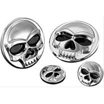 Kuryakyn 1492 Motorcycle Accent Accessory: Small Zombie Skull Medallions, 1" Diameter, Chrome, 1 Pair