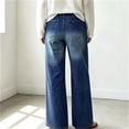 thumbnail image 5 of IUYRTFE Women's Straight Leg Denim Jeans with Drawstring Elastic Waist and Pockets Casual Relaxed Fit Long Pants, 5 of 9