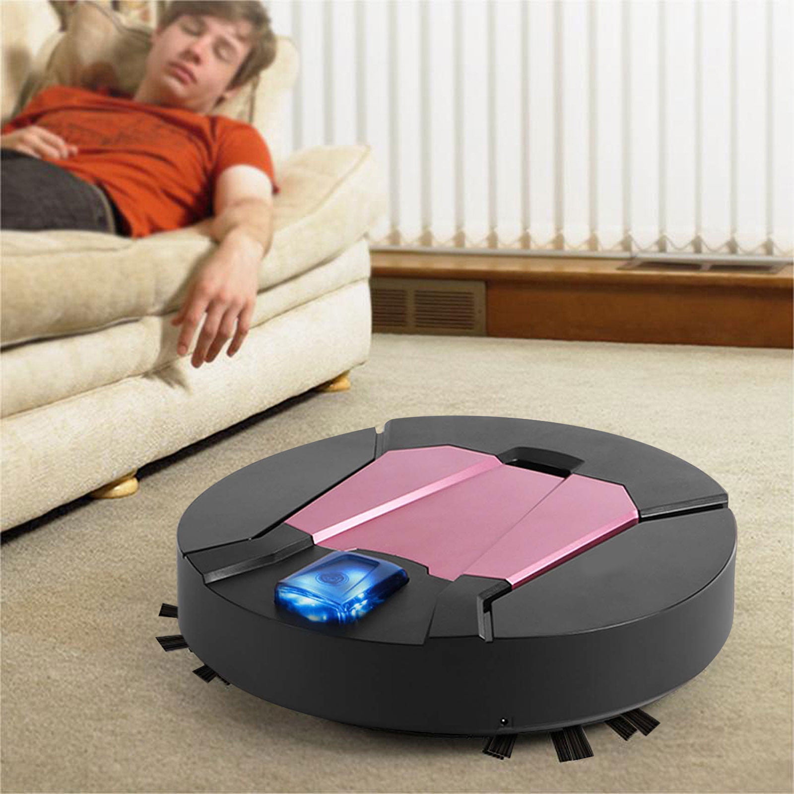 Nkmbld Robot Vacuum with Low Noise Operation Intelligent Sweeping Robot Suction Sweeping and Towing 3 in 1 Large-sized Robot Vacuum Cleaner, Black