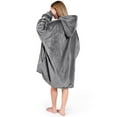thumbnail image 3 of Bare Homey Plush Sherpa Wearable Blanket - Fluffy & Soft - Lightweight - Adult, Gray, 3 of 9