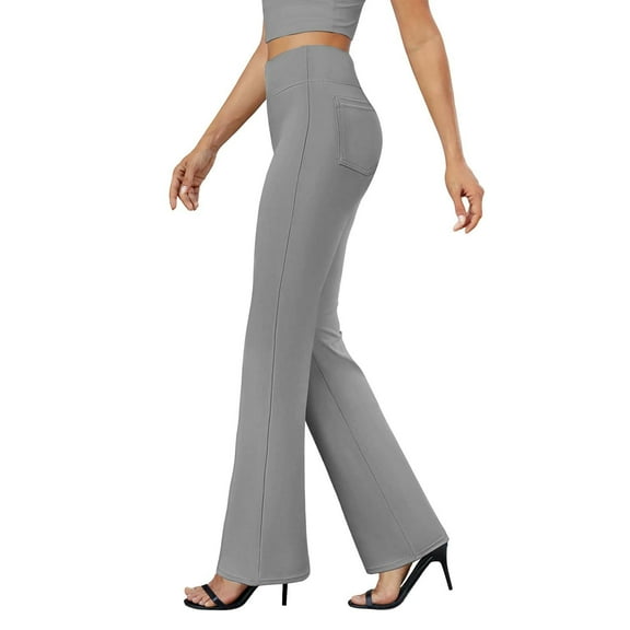 GILIGEGE Bootcut Dress Pants for Womens Business Casual Work Pants with Pockets High Waist Stretchy Trousers Pull On Office Slacks Grey XXL