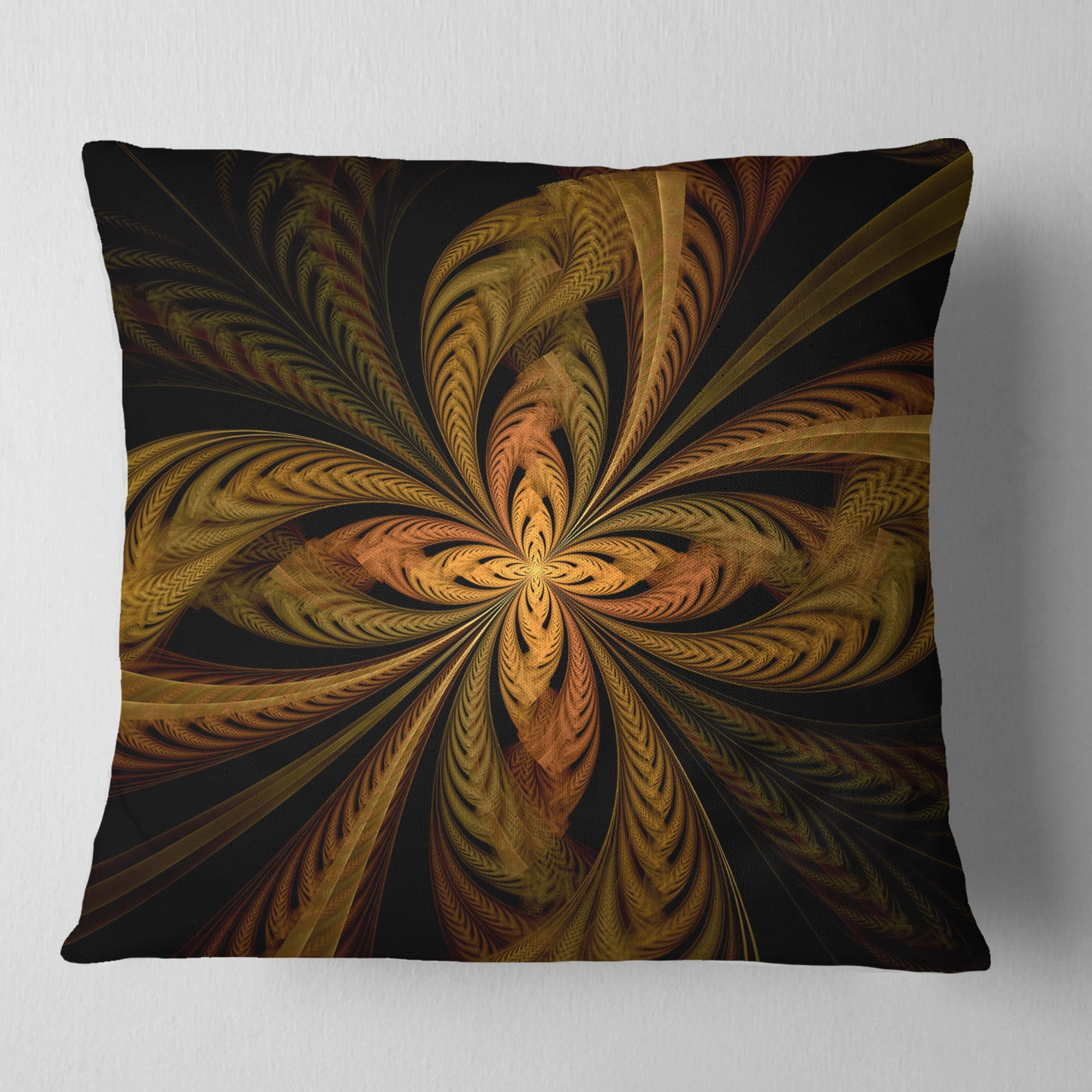 Designart Colorful Fractal Flower Pattern - Contemporary Throw Pillow - 18x18