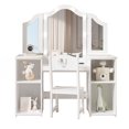 thumbnail image 1 of Kids Vanity Table and Chair Set,Princess Makeup Table with Tri-Folding Mirror&Touch Light for Bedroom,White, 1 of 8