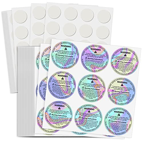 805pcs Candle Stickers Contains 400pcs Candle Wick Stickers, Candle Making Double-Sided Stickers & 405pcs Holographic Candle Warning Labels Candle ...