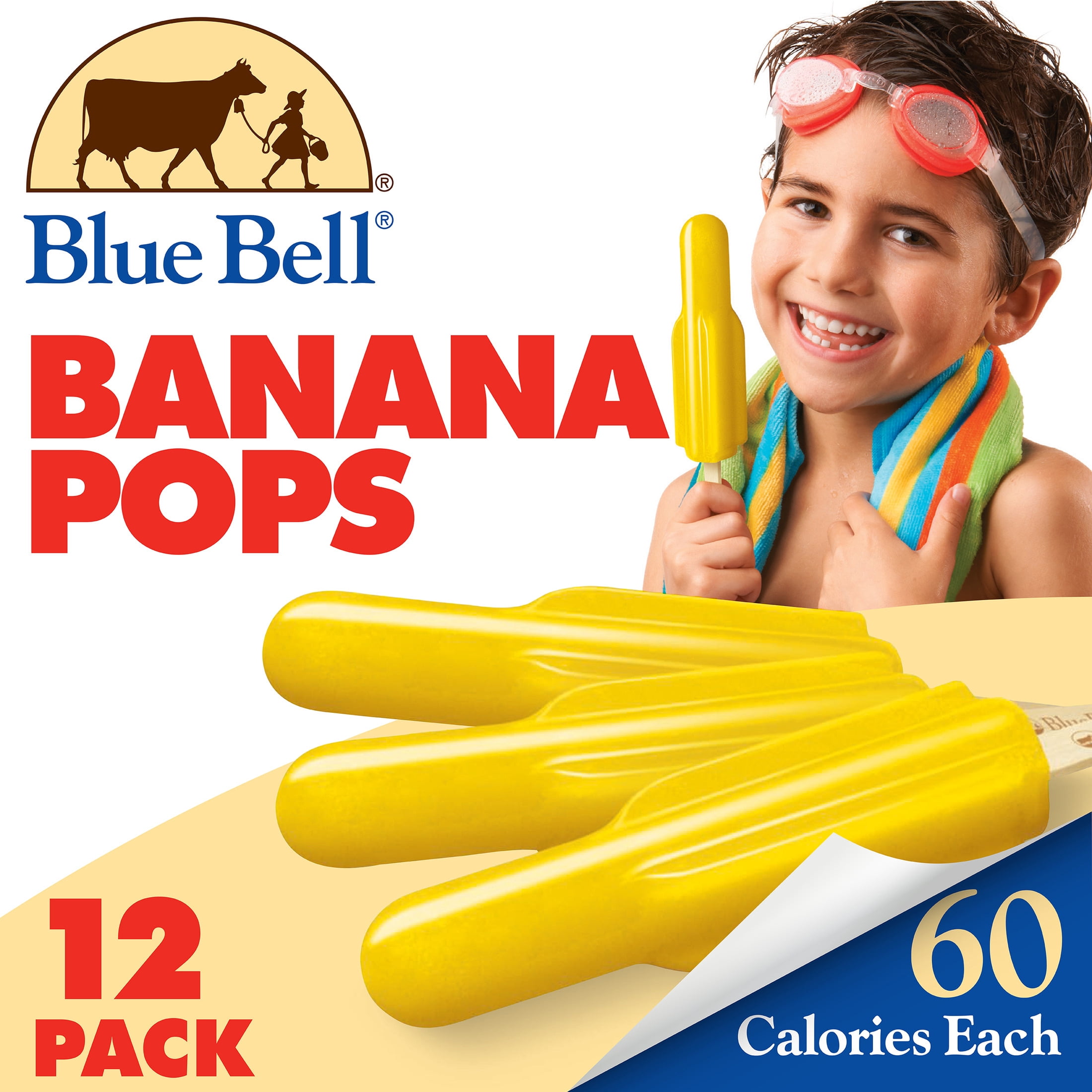 Blue Bell Fat Free Banana Pops, 2.0 fl oz, 12 Count