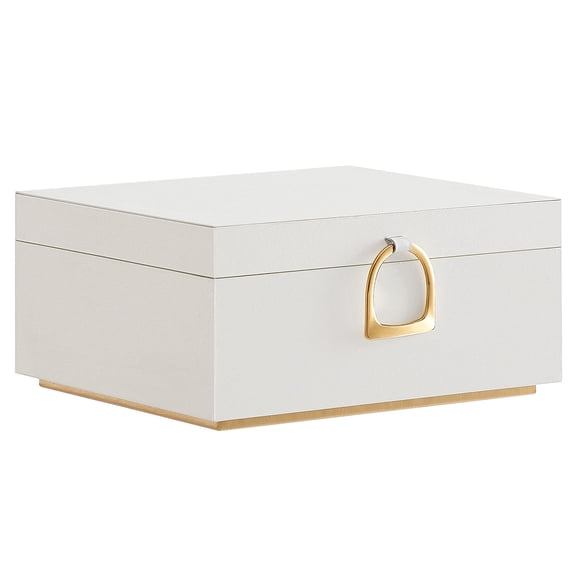 SONGMICS Joyero de 2 Capas, Organizador de Joyas con Asa, Bandeja de Joyería Extraíble, Almacenamiento de Joyas, Efecto Flotante, 8.1 x 9.4 x 4.3 Pulgadas, Regalo del Día de San Valentín, Blanco UJBC1