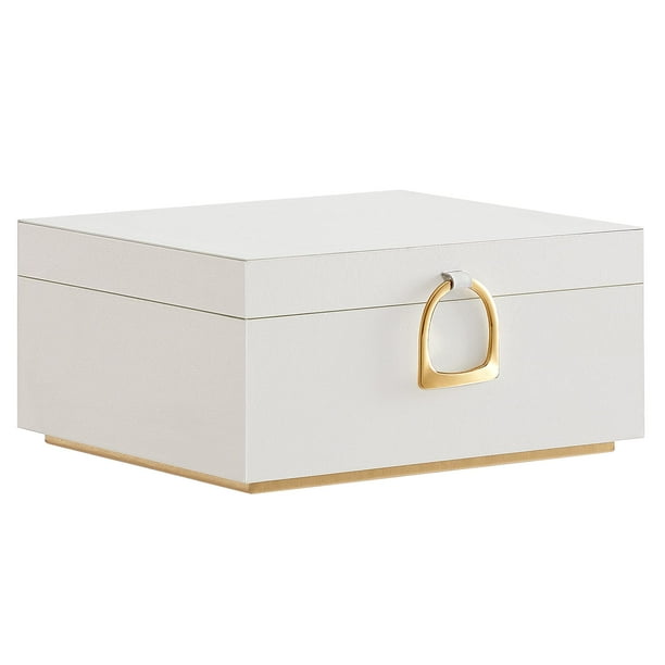 SONGMICS Joyero de 2 Capas, Organizador de Joyas con Asa, Bandeja de Joyería Extraíble, Almacenamiento de Joyas, Efecto Flotante, 8.1 x 9.4 x 4.3 Pulgadas, Regalo del Día de San Valentín, Blanco UJBC1