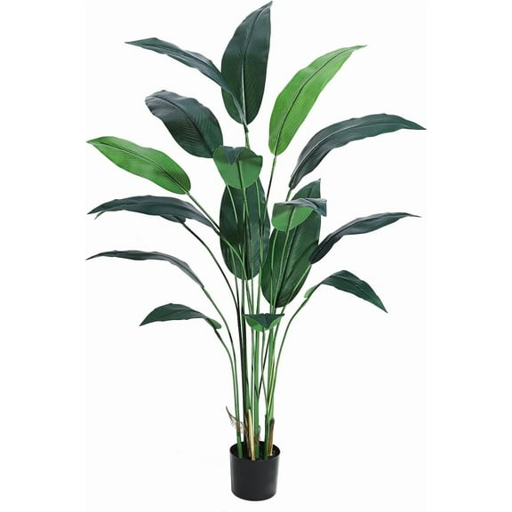 Artificial Bird of Paradise Plant 6FT(72in) Fake Palm Tree for Indoor Outdoor Modern Decor Faux Plants for Home Office Perfect Housewarming Gift with 17 Trunks Faux Leaves 1 Pack