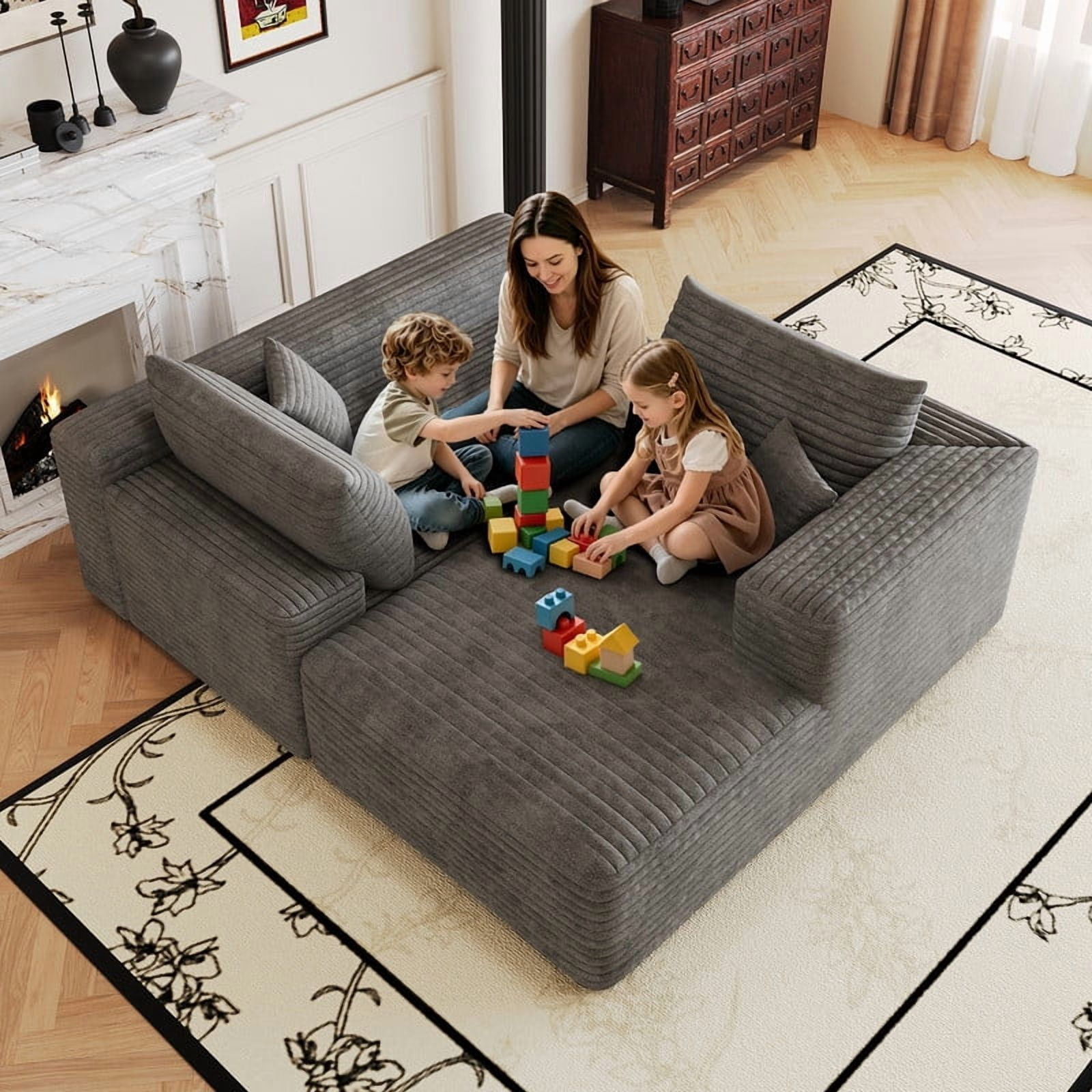 103" Cloud Sectional Sofa, Modern L-Shaped Modular Couch with Chaise Lounge, Minimalist Comfort Deep Seat Sofa for Living Room, Apartment, Bedroom, No Assembly Required