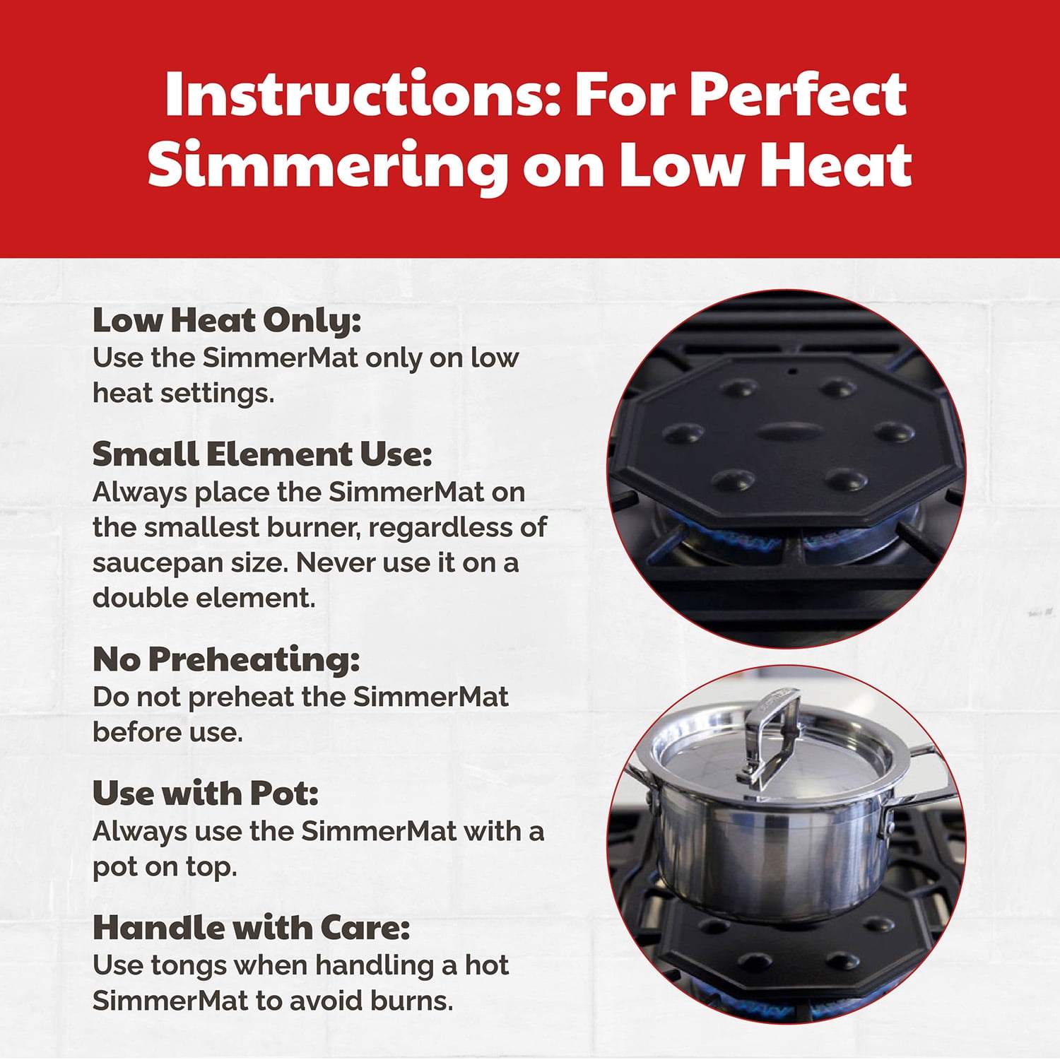 Cooks Innovations SimmerMat Heat Diffuser - Flame Tamer for Electric or Gas Stove – 1-Pack