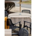 thumbnail image 5 of Outdoor Tablecloth with Umbrella Hole for Patio/Picnic/Party/Camping, Brown Stripe Waterproof Table Cloth Square Cover Washable, Modern Minimalist Geomertic Striped Beige (54"x 54"), 5 of 9
