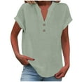 thumbnail image 3 of Green Women's Short Sleeve T-shirt, Women'S Fashion Casual V Neck Button Down Short Sleeve Top T Shirt,Women's Short sleeve T-shirt L, 3 of 7