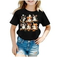 thumbnail image 2 of Tfken Toddler Teen Girls Tee Pullover Cat Print T-Shirts Short Sleeve Outdoor Black Tops Size 2-4 Years, 2 of 5