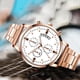 thumbnail image 3 of Hombres Cuarzo Calendario Reloj Dial Redondo Correa de Acero Reloj de Pulsera Oro Rosa Blanco, 3 of 3