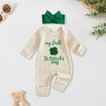 thumbnail image 2 of Yindaity My First Easter Baby Girl Outfit Newborn 0 3 6 Months Bunny Onesie Waffle Knit Sweater Romper and Headband(Beige,0-3 Months), 2 of 7