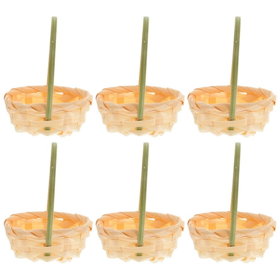 WORGEOUS 6 Pcs Mini Bamboo Woven Fruit Basket Small Wicker Bread Serving Basket Food Storage Bin Handmade Basket For Kitchen Restaurant Centerpiece Home Party
