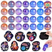 Fun Little Toys 28 Pack Galaxy Slime with Cards Stress Relief Fidget Toy for Kids Party Favor, Classroom Exchange Prizes, Valentines Greeting Cards, Valentine Party Favors, Valentine Exchange Gifts