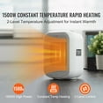thumbnail image 4 of SKYSHALO Compact Electric Heater with Adjustable Thermostat, Quiet 1000W/1500W Dual Power Settings, Ceramic Heating Element, 9-inch Safety Auto-Off, Flame-Resistant Polypropylene, 4 of 9