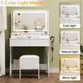 thumbnail image 2 of Satifur Vanity Desk Set with Mirror & Lights, Fluted Makeup Dressing Table with Outlets & Storage Drawers, 2 of 10