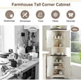 thumbnail image 6 of Tall Farmhouse Corner Cabinet with 4 Doors and Adjustable Shelves, Farmhouse Storage Cabinet with Barn Door Design, Home Space Saver for Living Room, Kitchen, Laundry Room (Antique White), 6 of 14