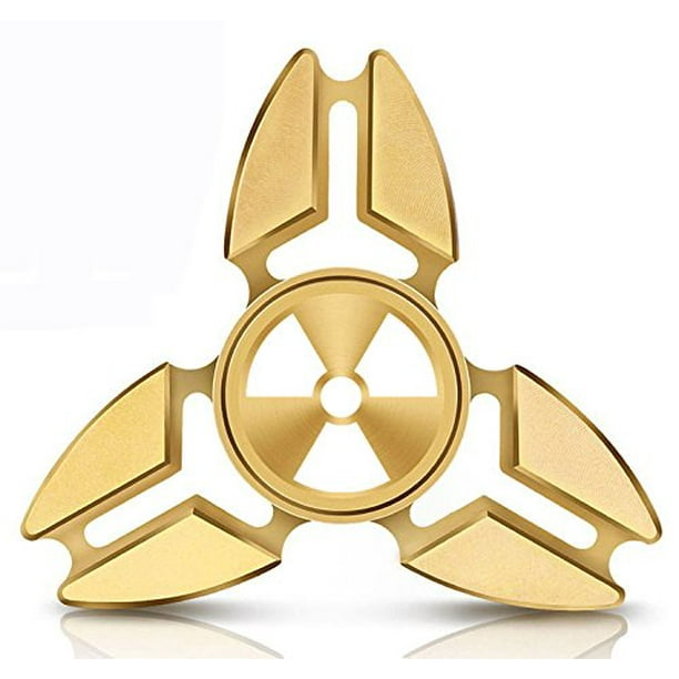 Kortfattet postkontor Faktisk Fidget Spinner Tri-Spinner Gold Aluminum Metal Radioactive Symbol -  Walmart.com