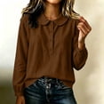 thumbnail image 2 of QATAINLAV Women's Linen Blouses Button Long Sleeve Peter Pan Collar Shirts Fall Fashion Casual Beach Boho Vacation Tops Brown XXXL, 2 of 6