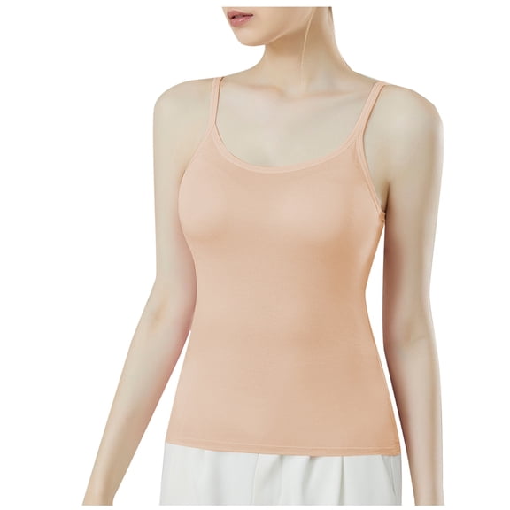 Lopecy-Sta Tank Tops for Women Spaghetti Strap Built in Bra Camisole Tank Tops Casual Daily Tees