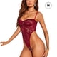 thumbnail image 1 of Lencería sexy para mujer, espalda abierta, diseño de correa, mono, mono de malla de encaje, rojo vino, M tholdsy  XX000168-05, 1 of 7