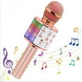 thumbnail image 1 of Micrófono de karaoke inalámbrico para niños con luces LED, Bluetooth, ideal para fiestas y canto, ideal para Navidad y cumpleaños, color oro rosa., 1 of 5