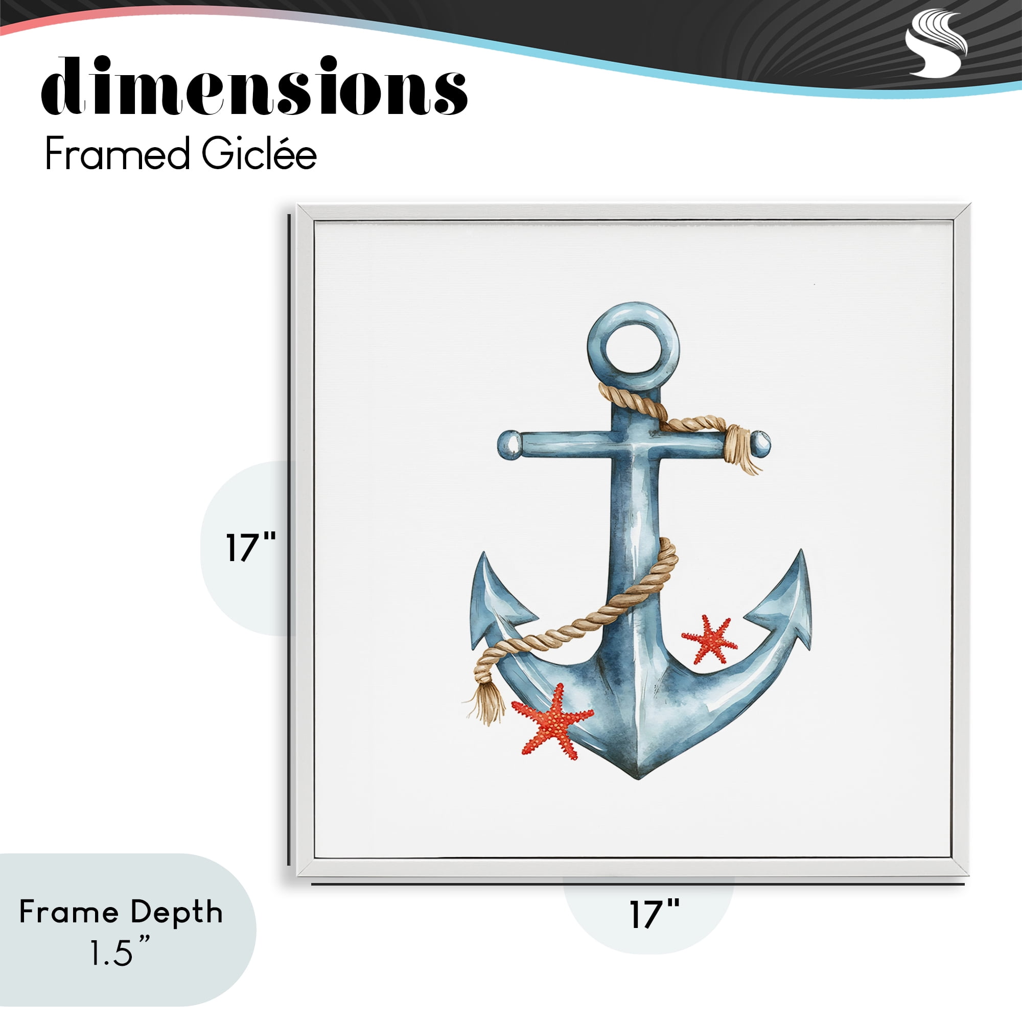 Stupell Industries Cute Sailor Anchor with Starfish White Framed Giclee Art, design by LSR Design Studio