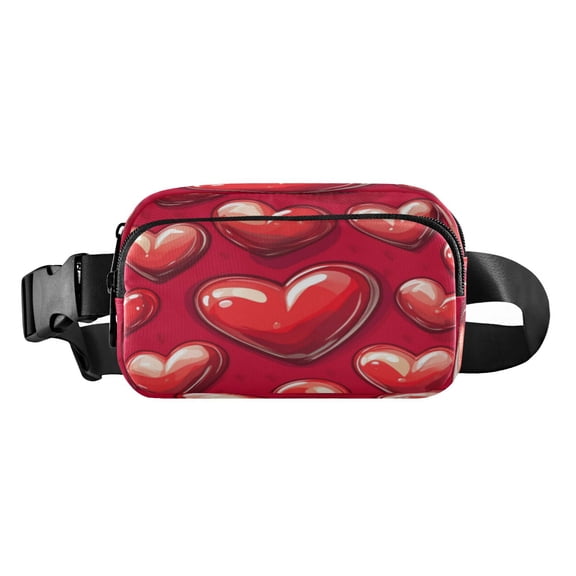 LIGHTWEIGHT SPORTS WAIST PACK - Large capacity waterproof design essential for running fitness/traveling unisex! Red 3d Hearts