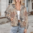 thumbnail image 3 of Jackets for Women Winter Coat Jackets Flannel Stand Collar Jacket(Floral Wood Textured Pattern,Size:S-4XL), 3 of 7