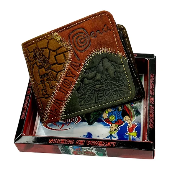 New Cusco Machu Picchu Peru Souvenir Men's Embossed Leather Bifold Wallet