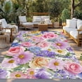 thumbnail image 2 of Purple Pink Floral Outdoor Rug for Patio/Deck/Porch, Non-Slip Large Area Rug 6 x 9 Ft, Spring Watercolor Country Flower Indoor Outdoor Rugs Washable Area Rugs, Reversible Camping Rug Carpet Runner, 2 of 8