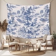 thumbnail image 2 of Blue Garden Retro Large Tapestry for Bedroom Wall Hanging Tapestry, Modern Art Building Tree Boat Ceiling Backdrop Tapestries Poster Blanket Wall Decor for Teens Room Living Room Dorm 100" x 59", 2 of 8