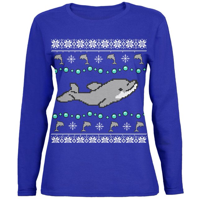 Chandail de Noël Laid Dolphin pour Femmes à Manches Longues
