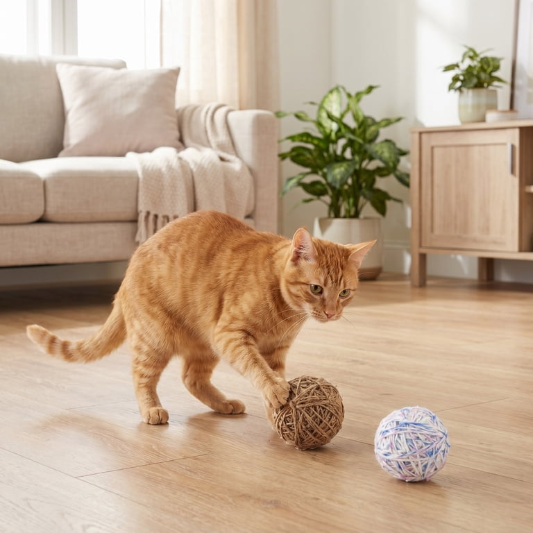 Vibrant Life Yarn Ball Cat Toy with Rattle, 2 Pack photo 3
