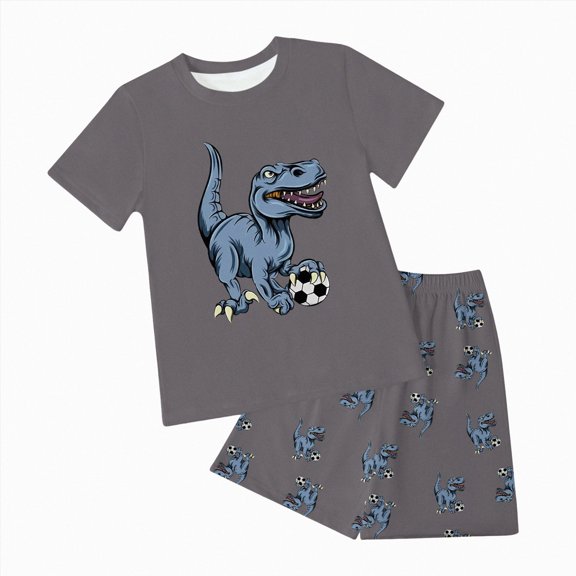 newwalpole Toddler Boys Pajamas Cotton Summer Pjs for Boy Jammies Dinosaur Train Sleepwear Short Sets Dark Gray,Size 7-8 Years