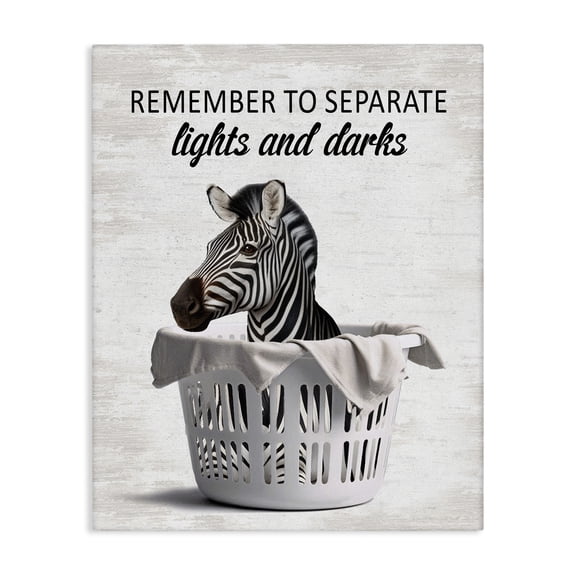 Stupell Industries Separate Laundry & Zebra Quotes and Sayings Painting Wrapped Canvas Canvas Art Print Wall Art, 16 x 20