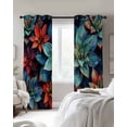 thumbnail image 4 of Teal Red Succulent Blackout Curtains for Bedroom Living Room Darkening Curtains 84 Inch Length 2 Panels Set Modern Vintage Bottom Leaves Window Curtain Window Treatment Grommet Drapes 42"x84", 4 of 9