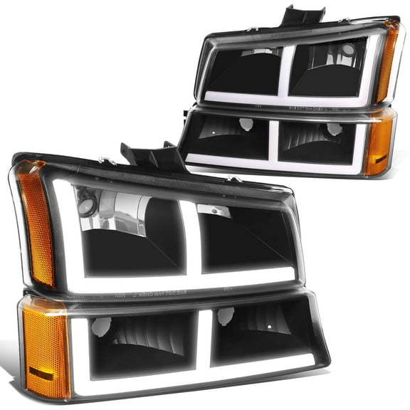 DNA Motoring For 03-07 Silverado Avalanche LED DRL Headlight Bumper Parking Lamps Black Amber