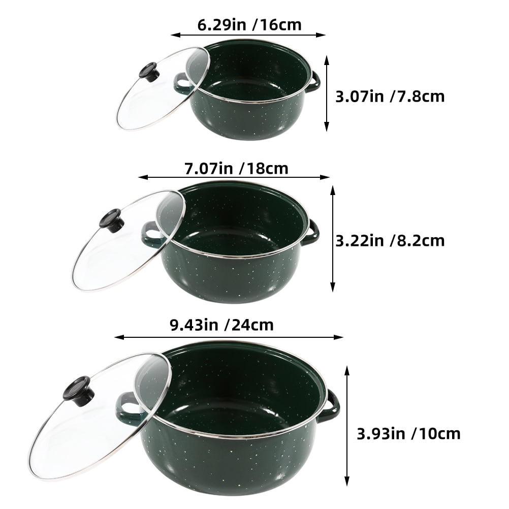 TABLZONE Green Enamel Cookware Set with Even Heat Distribution, Pots and Pans for Home Kitchen Cooking