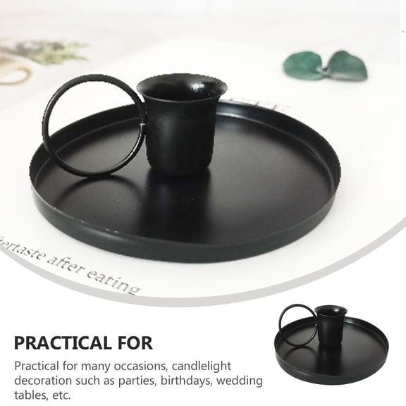 OUNONA 1Pc Classical Retro Candleholder Black Household Decorative Candle Stand