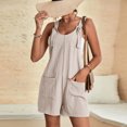 thumbnail image 6 of Dezsed Womens Short Jumpsuits Overalls Wide Leg Casual Summer Outfits Rompers Sleeveless Straps With Pockets Beige B XXXXL, 6 of 6