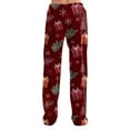 thumbnail image 4 of Hearthz Christmas Pj Pants Winter Super Soft Drawstring Womens Pj Pants Fleece Wide Leg Xmas Women's Pants, 4 of 6