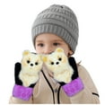 thumbnail image 5 of Lilgiuy Kids Girls Boys Warm Gloves Winter Cute Cartoon Pattern Windproof Plus Velvet Thermal Lock Temperature Gloves for Outdoor Sports Beige, 5 of 5