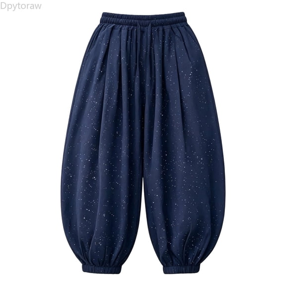 Dpytoraw Girls Lightweight Balloon Pants Breathable Trousers for Playful Activities Blue Size 3-4 Years