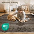 thumbnail image 4 of ODIKA 4'x6' Washable Area Rug Farmhouse Distressed Plank Circle Earthy Cowboy Vintage Grain Playful Expressive for Dorm Room, Small Living Stain Resistant Low Profile, Easy Care, 4 of 7