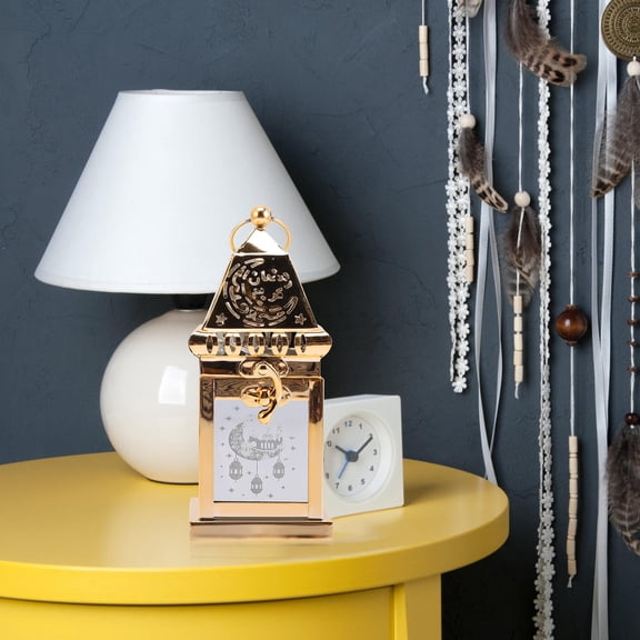 WEUVEB Golden Metal Lantern Ramadan Home Decoration EID Festival Light Ornament 1 Pack