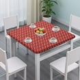 thumbnail image 3 of Red Christmas Reindeer Pattern Square Fitted Tablecloth with Elastic Edge,Square Table Cover,Washable Elastic Table Cover for Home Kitchen Party Decor 34"x34", 3 of 6